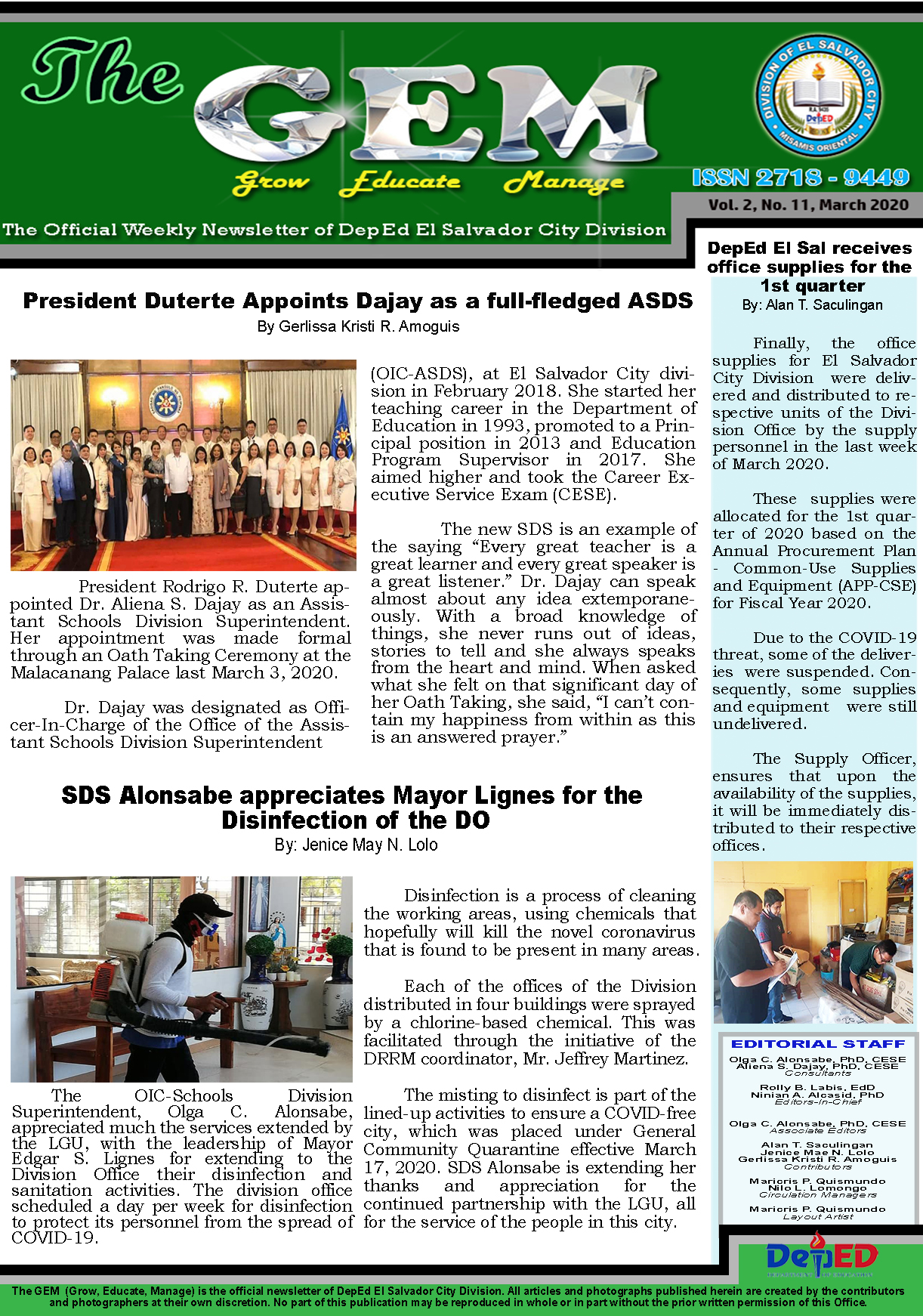 The GEM Newsletter Volume 1